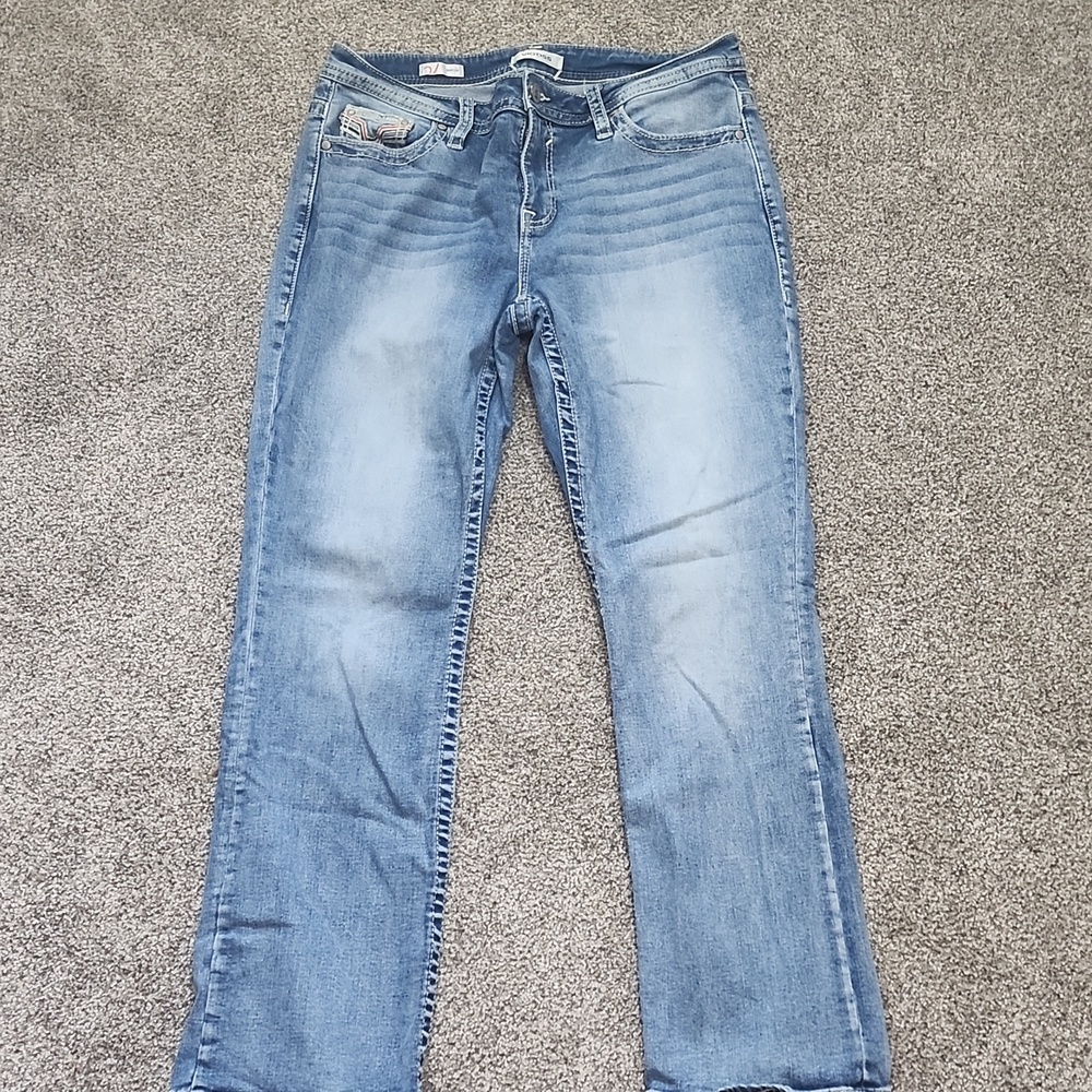 Vigoss Patriotic Light Blue Straight Leg Jeans